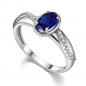 Серебряное кольцо АЛЬКОР с фианитом и гидротермальным сапфиром 01-4359/0ГТС-00 фото