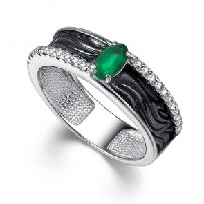 Серебряное кольцо АЛЬКОР с фианитом и агатом 01-4361/00АГ-17 фото