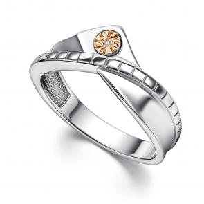 Серебряное кольцо Алькор с золотой накладкой и бриллиантом 01-4391/000Б-00 фото