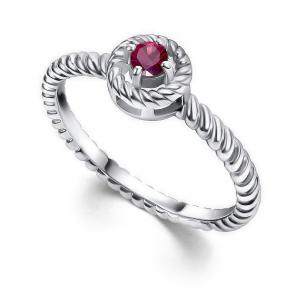 Серебряное кольцо АЛЬКОР с рубином 01-4399/000Р-00 фото