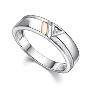 Серебряное кольцо АЛЬКОР с золотой накладкой и бриллиантом 01-4401/000Б-00 фото
