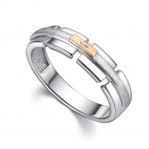 Серебряное кольцо АЛЬКОР с золотой накладкой и бриллиантом 01-4402/000Б-00 фото