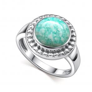 Серебряное кольцо АЛЬКОР с амазонитом 01-4416/0АМЗ-00 фото