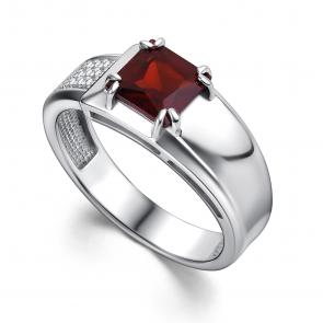 Серебряное кольцо АЛЬКОР с фианитом и гранатом 01-4419/00ГР-00 фото