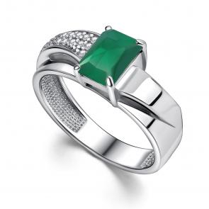 Серебряное кольцо АЛЬКОР с фианитом и агатом 01-4421/00АГ-00 фото
