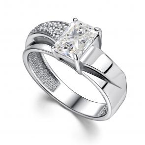 Серебряное кольцо АЛЬКОР с фианитом и горным хрусталём 01-4421/00ГХ-00 фото