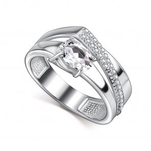 Серебряное кольцо АЛЬКОР с фианитом и горным хрусталём 01-4422/00ГХ-00 фото