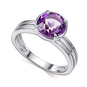Серебряное кольцо АЛЬКОР с аметистом 01-4426/00АМ-00 фото