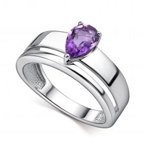 Серебряное кольцо АЛЬКОР с аметистом 01-4437/00АМ-00 фото