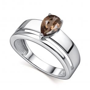 Серебряное кольцо АЛЬКОР с раухтопазом 01-4437/00РТ-00 фото