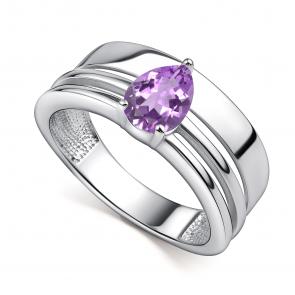 Серебряное кольцо АЛЬКОР с аметистом 01-4439/00АМ-00 фото