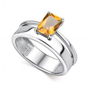 Серебряное кольцо АЛЬКОР с цитрином 01-4440/00ЦТ-00 фото
