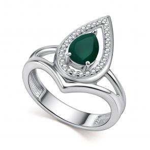 Серебряное кольцо АЛЬКОР с фианитом и агатом 01-4442/00АГ-00 фото