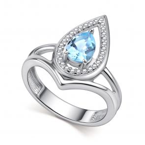 Серебряное кольцо АЛЬКОР с топазом и фианитом 01-4442/00ТБ-00 фото