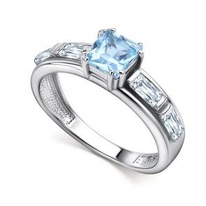 Серебряное кольцо АЛЬКОР с топазом и фианитом 01-4464/00ТБ-00 фото