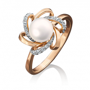 Золотое кольцо Platina с фианитом и жемчугом 01-4470-00-302-1110-03 фото