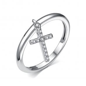 Серебряное кольцо-крест АЛЬКОР с фианитом 01-4476/00КЦ-00 фото