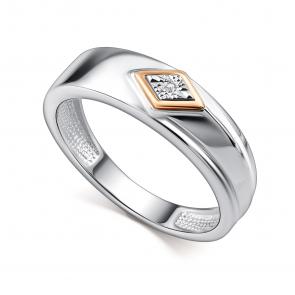 Серебряное кольцо Алькор с золотой накладкой и бриллиантом 01-4501/000Б-00 фото