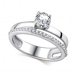 Серебряное кольцо АЛЬКОР с фианитом 01-4513/00КЦ-00 фото