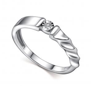 Серебряное кольцо АЛЬКОР с бриллиантом 01-4525/000Б-00 фото