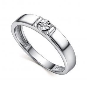 Серебряное кольцо АЛЬКОР с бриллиантом 01-4527/000Б-00 фото