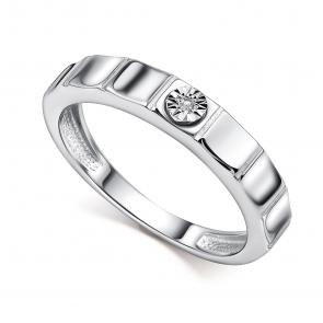 Серебряное кольцо АЛЬКОР с бриллиантом 01-4528/000Б-00 фото