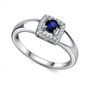 Серебряное кольцо АЛЬКОР с фианитом и сапфиром 01-4561/000С-00 фото