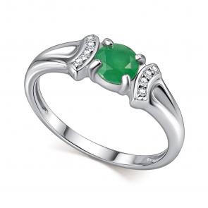 Серебряное кольцо АЛЬКОР с фианитом и изумрудом 01-4562/000И-00 фото