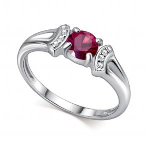 Серебряное кольцо АЛЬКОР с фианитом и рубином 01-4562/000Р-00 фото