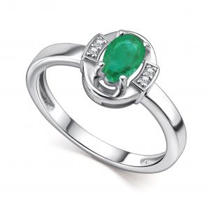 Серебряное кольцо АЛЬКОР с фианитом и изумрудом 01-4563/000И-00 фото