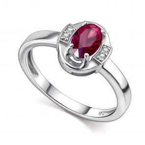 Серебряное кольцо АЛЬКОР с фианитом и рубином 01-4563/000Р-00 фото