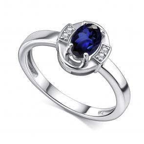 Серебряное кольцо АЛЬКОР с фианитом и сапфиром 01-4563/000С-00 фото