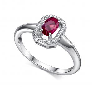 Серебряное кольцо АЛЬКОР с фианитом и рубином 01-4564/000Р-00 фото