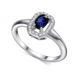 Серебряное кольцо АЛЬКОР с фианитом и сапфиром 01-4564/000С-00 фото