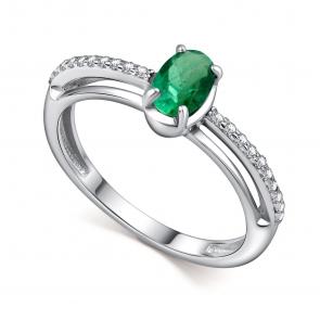 Серебряное кольцо АЛЬКОР с фианитом и изумрудом 01-4592/000И-00 фото