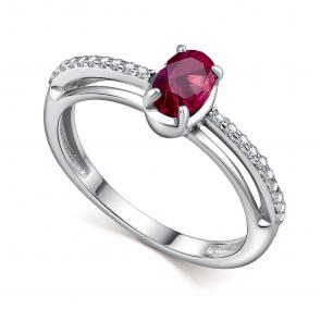 Серебряное кольцо АЛЬКОР с фианитом и рубином 01-4592/000Р-00 фото