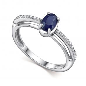 Серебряное кольцо АЛЬКОР с фианитом и сапфиром 01-4592/000С-00 фото