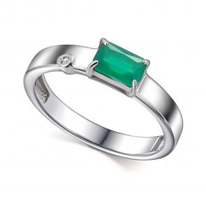 Серебряное кольцо АЛЬКОР с бриллиантом и агатом 01-4681/БРАГ-00 фото