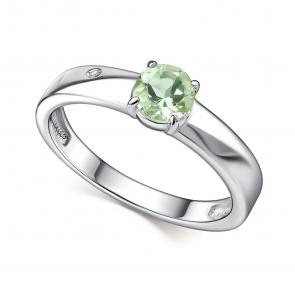 Серебряное кольцо АЛЬКОР с бриллиантом и празиолитом 01-4682/0БРП-00 фото