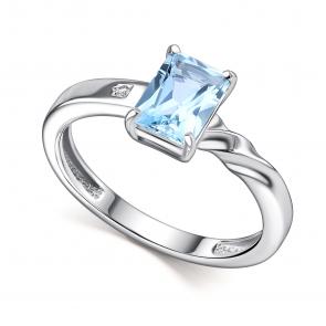 Серебряное кольцо АЛЬКОР с топазом и бриллиантом 01-4683/БРТБ-00 фото