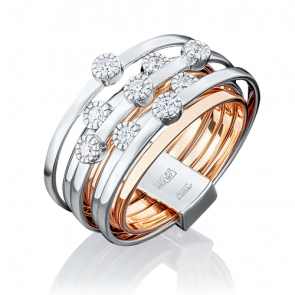 Кольцо из комбинированного золота Platina с фианитом 01-4697-00-501-1111-38 фото