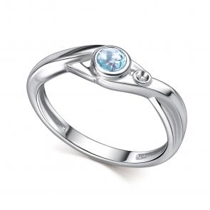 Серебряное кольцо АЛЬКОР с топазом и бриллиантом 01-4697/БРТБ-00 фото