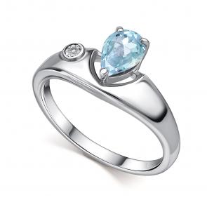 Серебряное кольцо АЛЬКОР с топазом и бриллиантом 01-4699/БРТБ-00 фото