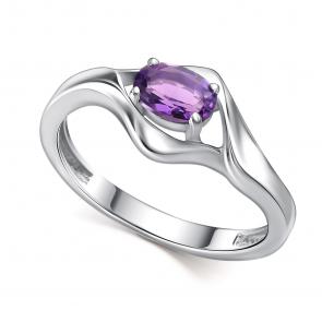 Серебряное кольцо АЛЬКОР с аметистом 01-4724/00АМ-00 фото