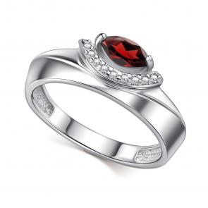 Серебряное кольцо АЛЬКОР с фианитом и гранатом 01-4725/00ГР-00 фото