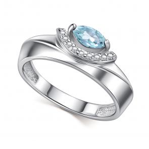 Серебряное кольцо АЛЬКОР с топазом и фианитом 01-4725/00ТБ-00 фото