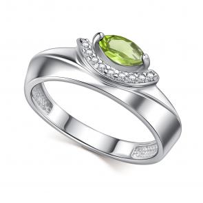 Серебряное кольцо АЛЬКОР с фианитом и хризолитом 01-4725/00ХР-00 фото