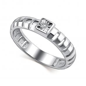 Серебряное кольцо АЛЬКОР с бриллиантом 01-4734/000Б-00 фото