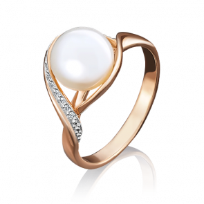 Золотое кольцо Platina с фианитом и жемчугом 01-4735-00-302-1110-31 фото