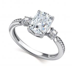 Серебряное кольцо АЛЬКОР с бриллианитом и фианитом 01-4762/00БТ-00 фото